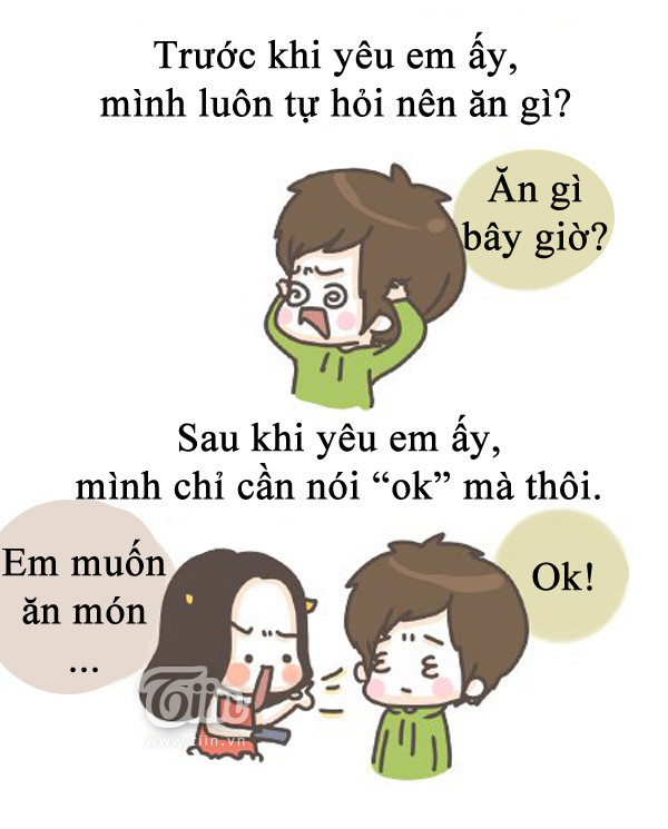 Tranh vui Chuyện hài hước của anh chàng có cô người yêu tham ăn