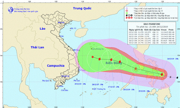 Bão Phanfone đã vào miền Trung Phi-líp-pin