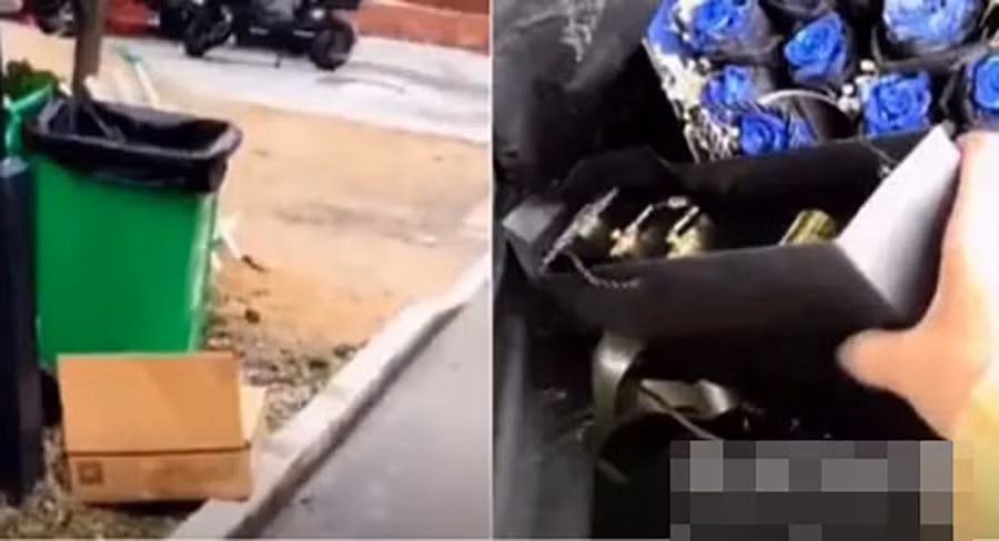 Hộp quà người phụ nữ nhặt được trong thùng rác.