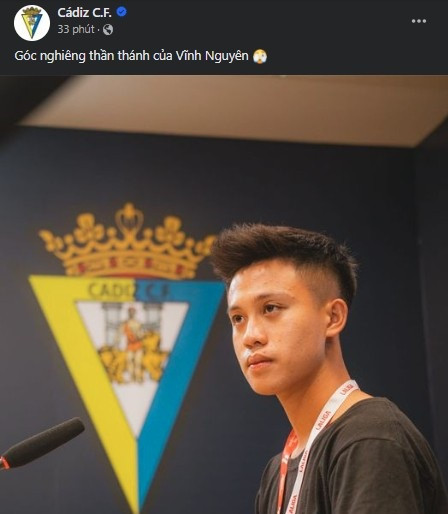 Hình ảnh Vĩnh Nguyên trên trang chủ của CLB Cadiz.