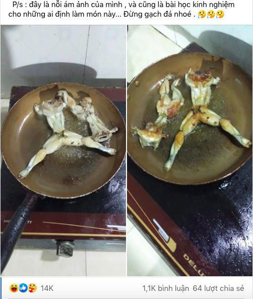 Món ếch chiên giòn của cô gái này đã thu về hơn 14 nghìn lượt bày tỏ cảm xúc của cư dân mạng. Món ếch chiên giòn của cô gái này đã thu về hơn 14 nghìn lượt bày tỏ cảm xúc của cư dân mạng.