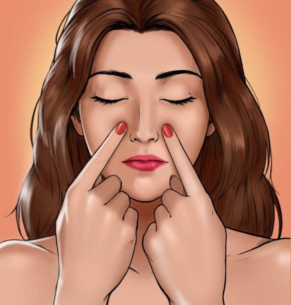 Nhấn vào điểm này và kéo dài chúng ra xa nhau. Điều này sẽ giúp lỗ mũi thông thoáng. Bạn cũng có thể xoa bóp các điểm này theo vòng tròn đúng chiều kim đồng hồ. Thực hiện trong 2 đến 3 phút. Nhấn vào điểm này và kéo dài chúng ra xa nhau. Điều này sẽ giúp lỗ mũi thông thoáng. Bạn cũng có thể xoa bóp các điểm này theo vòng tròn đúng chiều kim đồng hồ. Thực hiện trong 2 đến 3 phút.