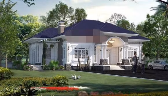 Mẫu biệt thự sân vườn phong cách tân cổ điển 200m2 sở hữu không gian sống rộng rãi.