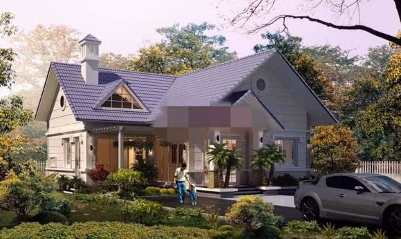 Vẻ đẹp đơn giản gần gũi thiên nhiên của mẫu biệt thự mang đến không gian sống lãng mạn.