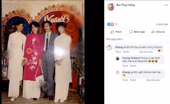 Nhạc sĩ Minh Khang và chồng Thúy Hằng bàn luận về bức ảnh.