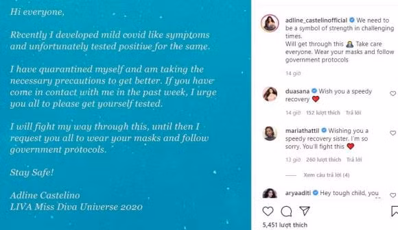 Hoa hậu Ấn Độ, Hoa hậu nhiễm Covid - 19, Miss Universe