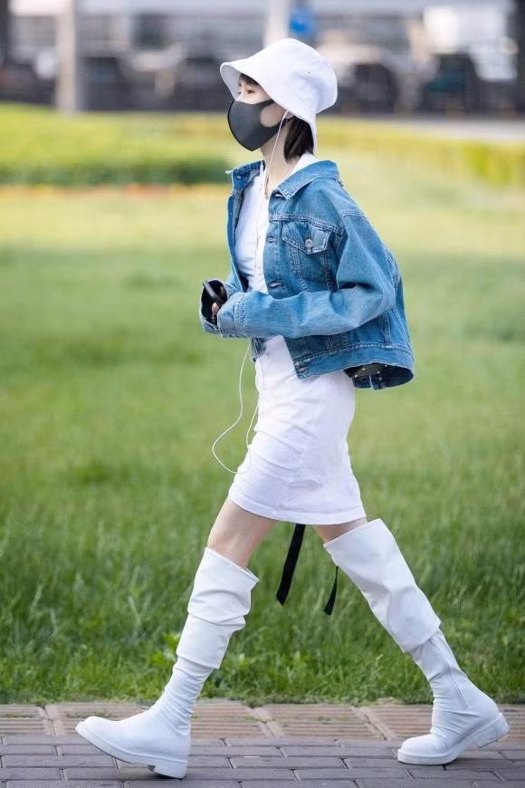 thời trang, bốt trắng, bốt