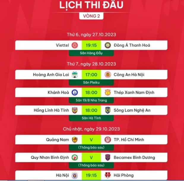 Lịch thi đấu vòng 2 V.League 2023/2024. Lịch thi đấu vòng 2 V.League 2023/2024.
