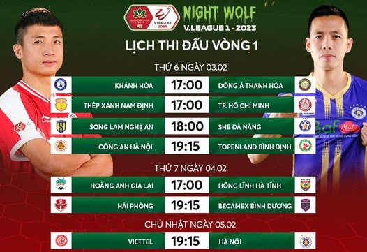 Lịch thi đấu vòng 1 V.League 2023.