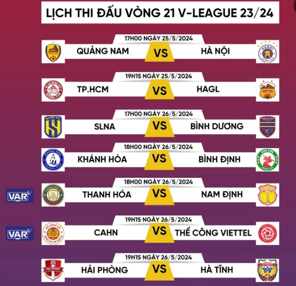 Lịch thi đấu V-League vòng 21. Lịch thi đấu V-League vòng 21.