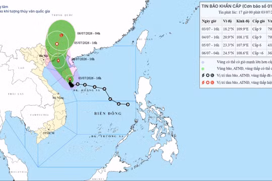 Bão số 1 gây mưa to, cách Quảng Ninh khoảng 400km