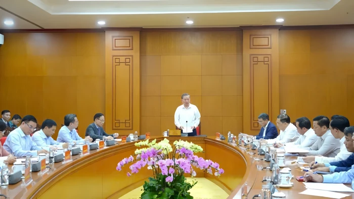 Toàn cảnh buổi làm việc của Tổng Bí thư Tô Lâm với Bộ Công Thương.