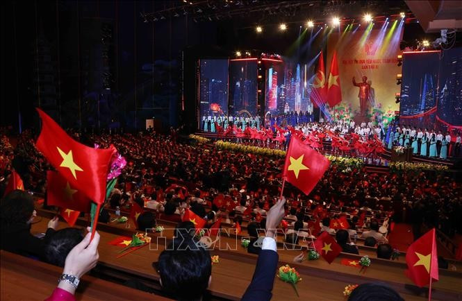 Chương trình biểu diễn nghệ thuật tại Đại hội Thi đua yêu nước toàn quốc lần thứ XI. Ảnh: Văn Điệp/TTXVN