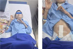 Bác sĩ thăm khám, kiểm tra lại sức khỏe cho nữ bệnh nhân trước ngày ra viện.