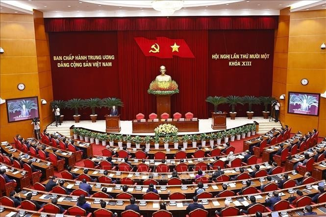 Toàn cảnh phiên bế mạc Hội nghị lần thứ 11 Ban Chấp hành Trung ương Đảng khóa XIII. Ảnh: Doãn Tấn/TTXVN
