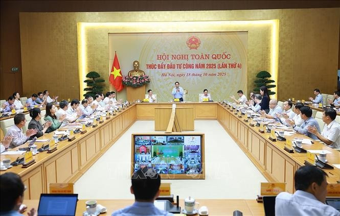 Hội nghị toàn quốc lần thứ 4 về thúc đẩy đầu tư công năm 2025. Ảnh: Dương Giang/TTXVN Hội nghị toàn quốc lần thứ 4 về thúc đẩy đầu tư công năm 2025. Ảnh: Dương Giang/TTXVN