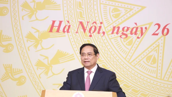 Thủ tướng Phạm Minh Chính phát biểu tại buổi gặp mặt, biểu dương các học sinh đoạt giải tại các kỳ thi quốc tế năm 2025.