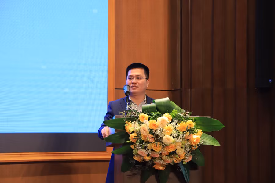 Đại diện MB, Ông Nguyễn Xuân Học - Thành viên Ban điều hành, Giám đốc Công nghệ thông tin Tập đoàn phát biểu tại sự kiện.