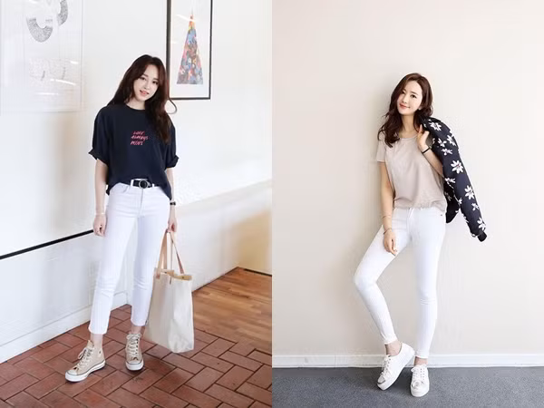 Quý cô công sở sắm ngay 5 items cơ bản này để xinh đẹp mỗi ngày, không bao giờ lo lỗi mốt ảnh 4 Vốn mang nét khỏe khoắn và năng động, quần jeans trắng sẽ giúp các quý cô công sở trở nên nữ tính, thanh lịch hơn