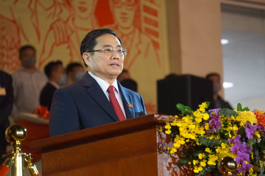 Ông Phạm Minh Chính - Ủy viên Bộ Chính trị, Trưởng Ban Tổ chức Trung ương phát biểu tại chương trình.
