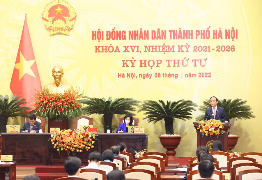 Phó Bí thư Thành ủy, Chủ tịch HĐND thành phố Hà Nội Nguyễn Ngọc Tuấn phát biểu.