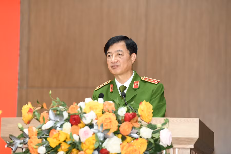 Thứ trưởng Bộ Công an Nguyễn Duy Ngọc phát biểu.