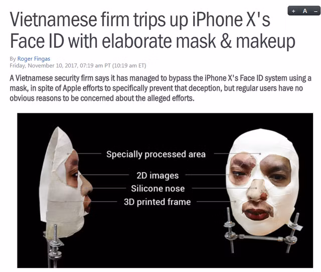 BKAV được báo giới nước ngoài quan tâm sau khi dùng mặt nạ để mở khóa iPhone X thành công.
