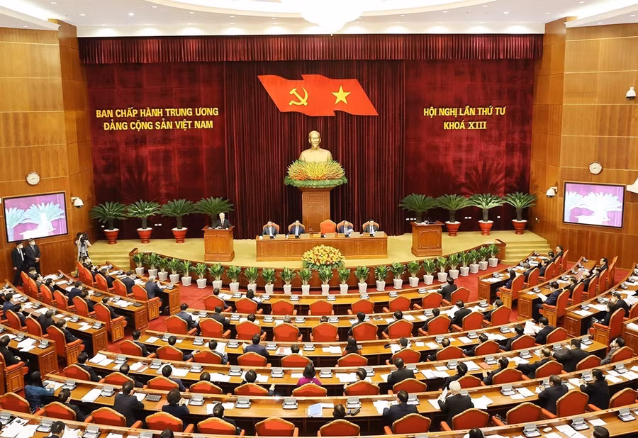 Hội nghị lần thứ tư Ban Chấp hành Trung ương Đảng khóa XIII. Ảnh: Trí Dũng/TTXVN