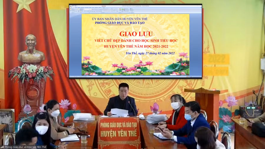 Điểm cầu tại Phòng GD&amp;ĐT huyện Yên Thế.