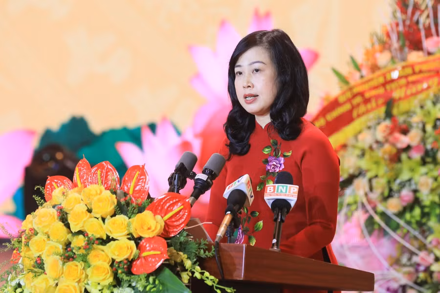 Bí thư Tỉnh ủy Bắc Ninh - Đào Hồng Lan phát biểu.