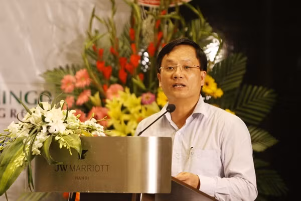 Nhà báo Hồ Minh Chiến, Tổng Biên tập Báo Gia đình Việt Nam, Trưởng Ban tổ chức Press Cup 2019 phát biểu.