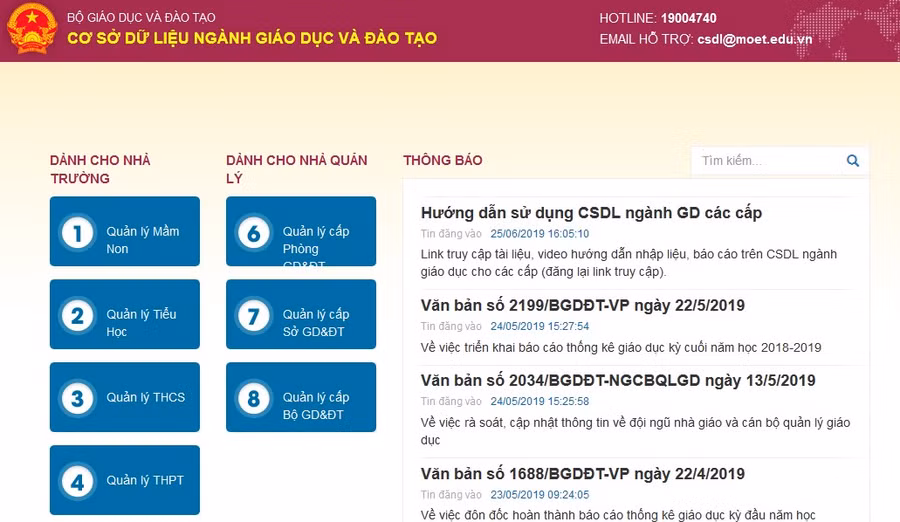 Cơ sở dữ liệu ngành giáo dục