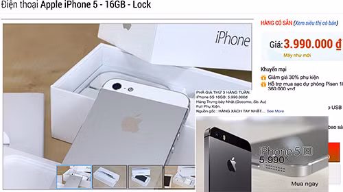 iPhone 5 khoá mạng có giá chưa tới 4 triệu đồng
