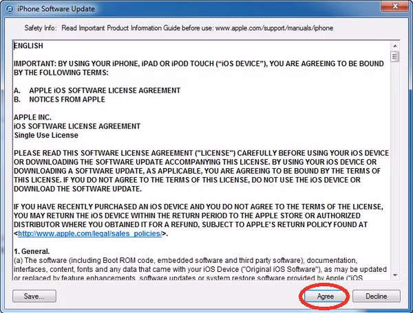 Hướng dẫn “restore” iPhone 6 và iPhone 6 Plus: Nhấn Agree. A5-cach-restore-iPhone-6-cach-restore-iPhone-6-Plus.jpg