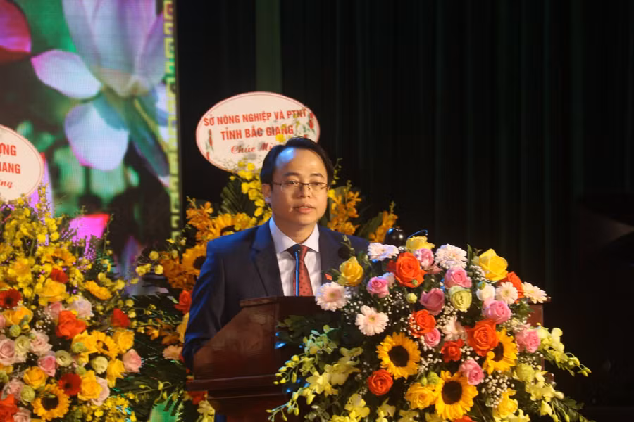 Ông Nguyễn Văn Dũng - Bí thư Huyện ủy Việt Yên phát biểu.