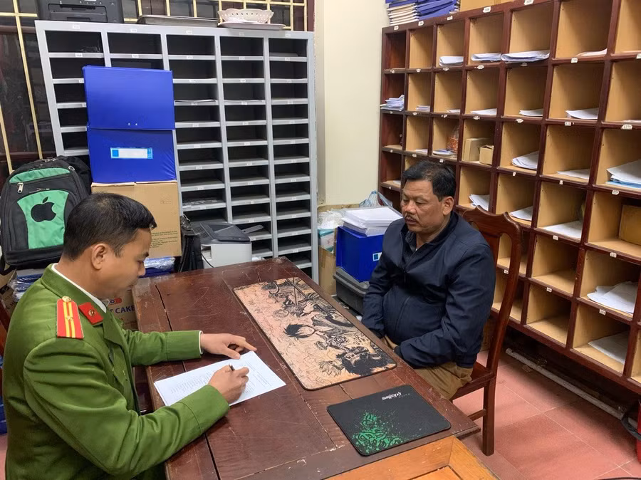 Nguyễn Văn Giang tại cơ quan Công an.