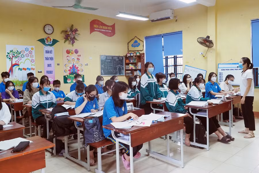 Công tác ôn tập của học sinh khối 9 trường THCS Kinh Bắc (thành phố Bắc Ninh).