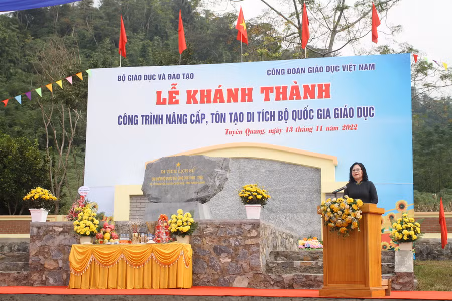 Thứ trưởng Ngô Thị Minh phát biểu tại lễ khánh thành