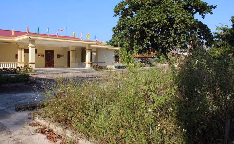 Xung quanh trạm y tế cỏ mọc um tùm.