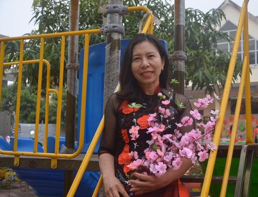 Bùi Thị Hương – Hiệu trưởng Trường Mầm non xã Quang Lộc (huyện Can Lộc, tỉnh Hà Tĩnh). Ảnh Ngô Chuyên.