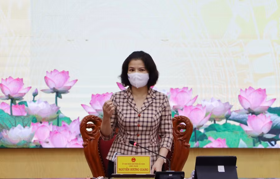 Chủ tịch UBND tỉnh Bắc Ninh - Nguyễn Hương Giang phát biểu.