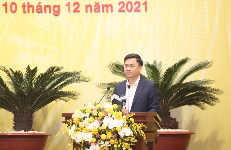 Phó Chủ tịch UBND thành phố Hà Nội Hà Minh Hải phát biểu.