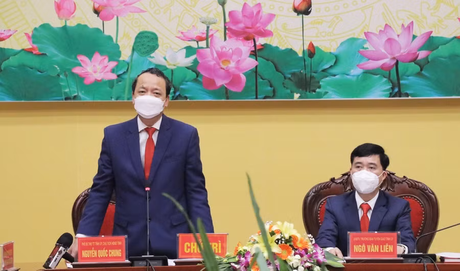 Phó Bí thư Thường trực Tỉnh ủy, Chủ tịch HĐND tỉnh Bắc Ninh - Nguyễn Quốc Chung phát biểu kết luận buổi họp báo.