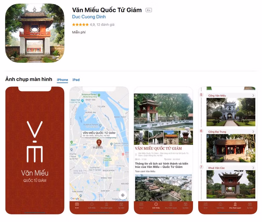 Ứng dụng trên iOS tìm hiểu Văn Miếu Quốc Tử Giám của nhóm học sinh