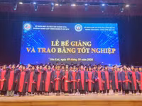 Các học sinh trung cấp trong lễ bế giảng và trao bằng tốt nghiệp. Ảnh: NTCC.