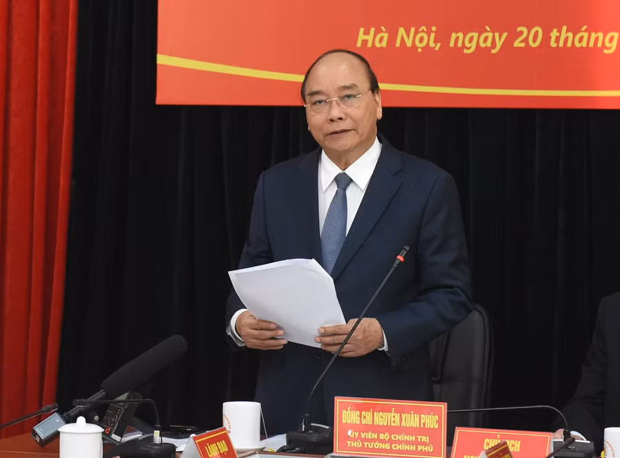 Thủ tướng Nguyễn Xuân Phúc phát biểu tại cuộc làm việc,