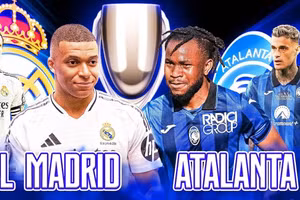 Trận Siêu Cúp châu Âu Real Madrid - Atalanta diễn ra lúc 2h, rạng sáng 15/8.