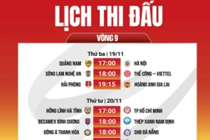 Lịch thi đấu vòng 9 V-League.