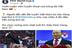 FIFA chúc mừng sinh Nhật HLV Park Hang Seo.