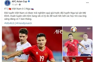 AFC thông tin về thất bại của đội tuyển Việt Nam.